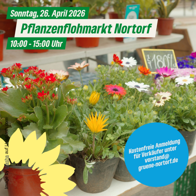 Pflanzenflohmarkt der Grünen Nortorf – 26. April 2026 auf dem Marktplatz